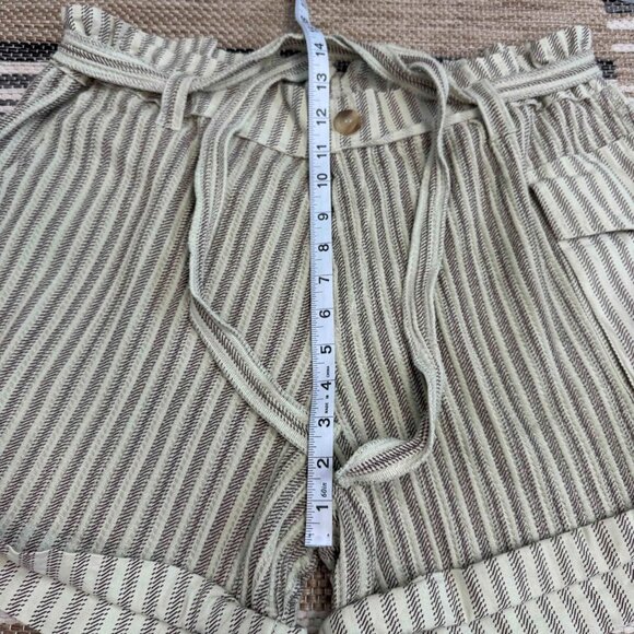 Free People One Harriet Striped Shorts Pockets Relaxed Fit Green Brown Sz Large - Picture 11 of 14